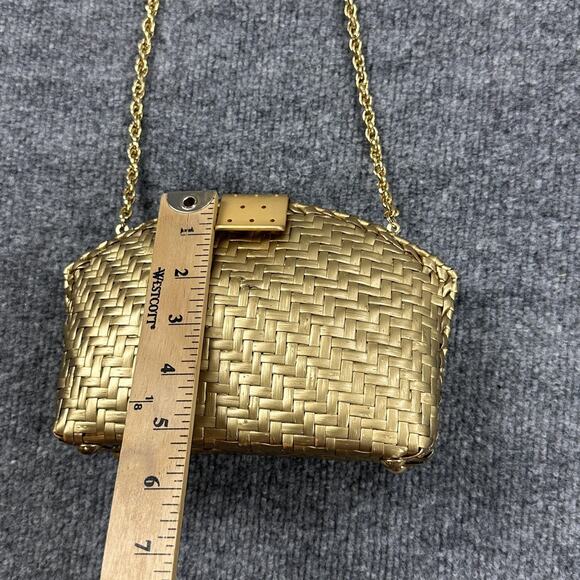 Vintage Rodo Clutch Gold Woven Metal Chain Shoulder Bag Crossbody Evening Luxury - Picture 11 of 14